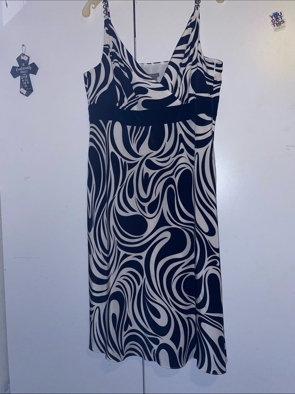 Ann Taylor Blue & White Swirl Slip Dress -  Women's Dress 14 spaghetti strap